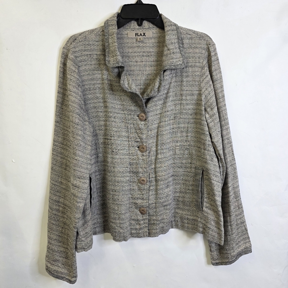 Flax Gray Button-Up Jacket/ Blazer